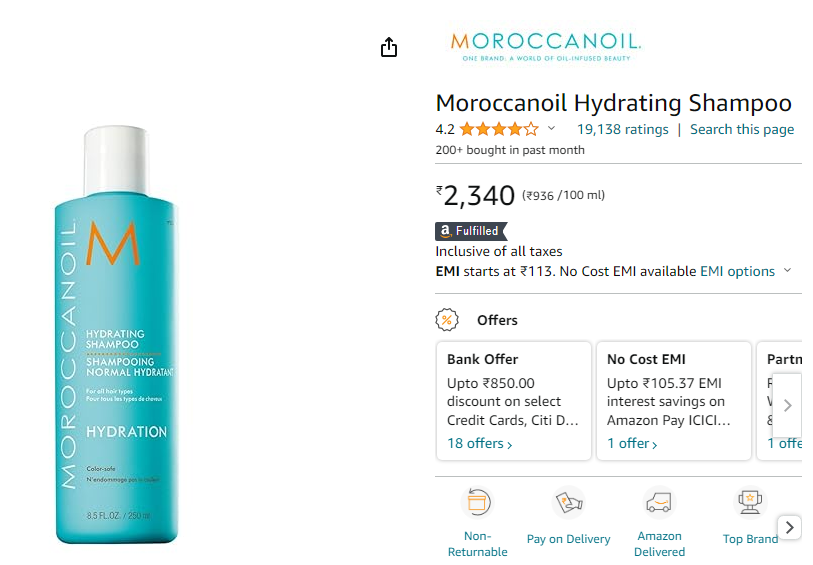 moroccanoil hydrating shampoo : Price  Comparison