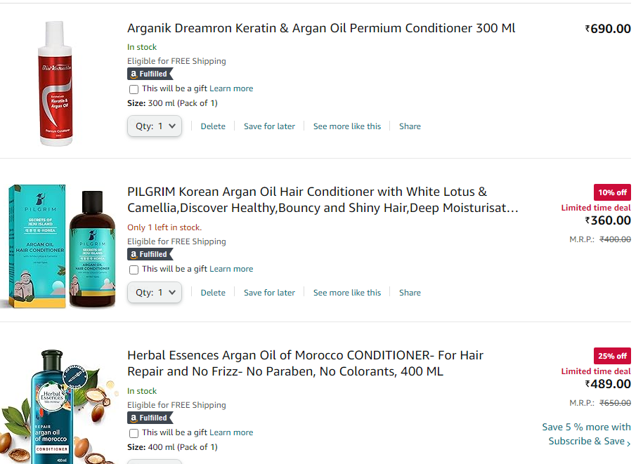 argan oil conditioner : price Ranges 2