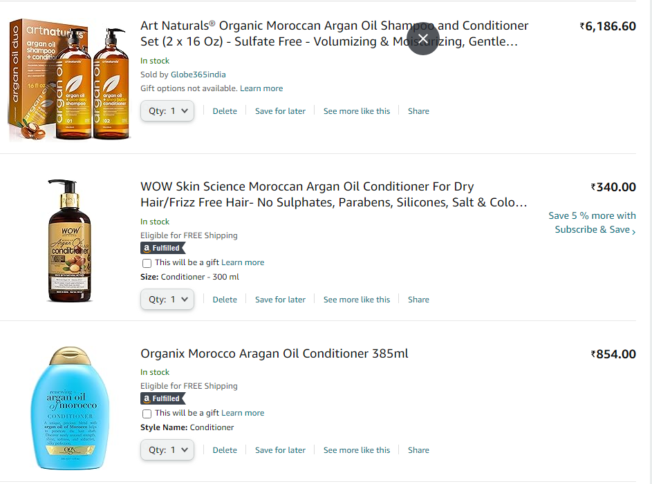 argan oil conditioner : Price Range 1