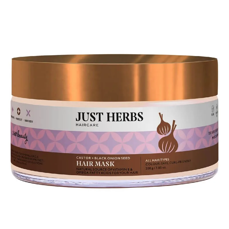 herbal hair mask 1.1.Just Herbs Anti Hairfall Natural Hair Mask with Castor & Black Onion Seed